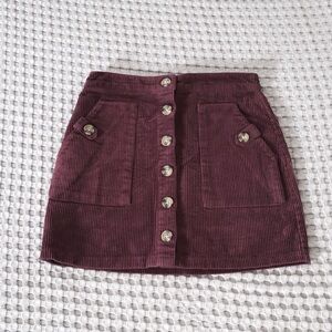 Forever 21 Women's Burgundy Corduroy Mini Skirt - Size Small S